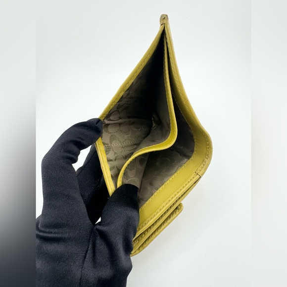 COACH Compact Wallet with Silver Hardware Yellow - Picture 4 of 12